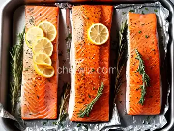 Foil Wrapped Side of Salmon with Lemon and Rosemary