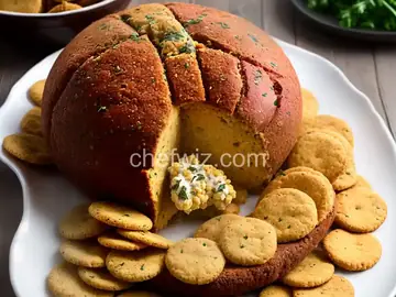 Football Cheeseball with Herbed Crackers