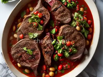French in a Flash: Grilled Lamb Chops with Port Syrup, Garlic Confit, and Sauce Vierge 'Persillade' Recipe