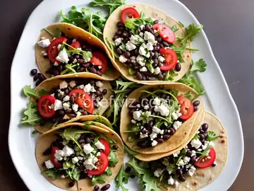 Fresh Arugula and Black Bean Tacos with Pickled Radish and Feta
