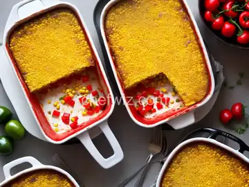 Fresh Corn Casserole with Red Bell Peppers and Jalapenos