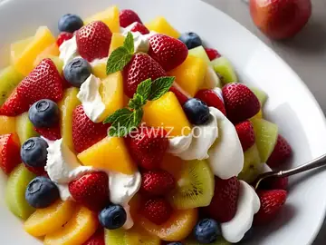 Fresh Fruit Salad with Honey Vanilla Yogurt