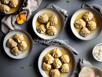 Fresh Peach Dumplings Served with Hard Sauce