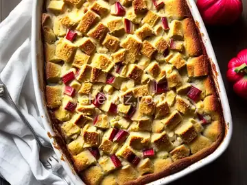 Fresh Rhubarb Bread Pudding
