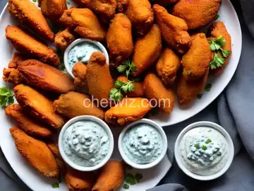 Fried Buffalo Wings With Blue Cheese Dip