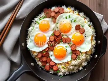 Fried Egg and sausage rice