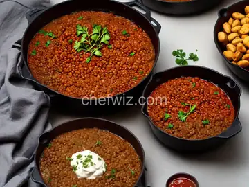 Fried Lentils and Bratwurst