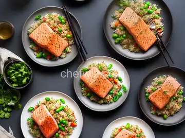 Fried Rice with Simple Baked Salmon