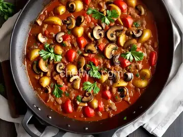 Fried Tomato, Onion, and Mushroom Ragout