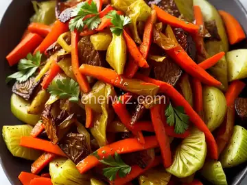 Fried cabbage with carrots and peppers
