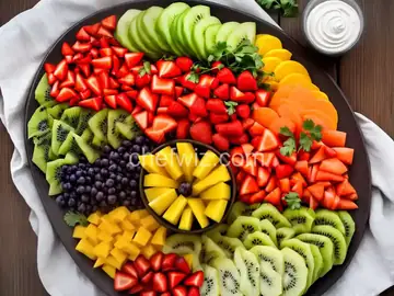 Fruit and Vegetable Platter with Cilantro Crema