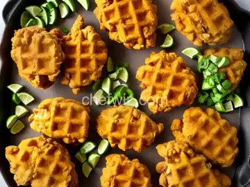 Fully Loaded Mexican Fried Chicken With Green Chili–Corn Waffles Recipe