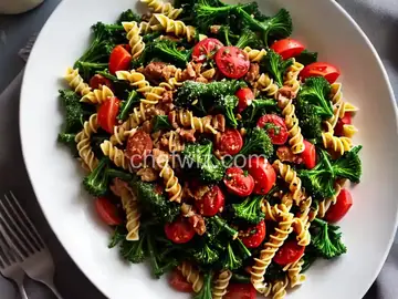 Fusilli with Rapini (Broccoli Rabe), Garlic, and Tomato Wine Sauce