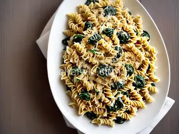 Fusilli with Spinach and Asiago Cheese
