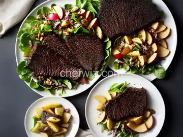 Gabe's Coffee-Crusted Hanger Steak with Apple, Fennel, and Herb Salad
