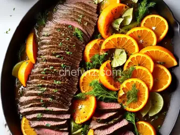 Garlic Fennel Flank Steak with Oranges