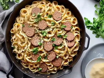 Garlic Sausage and Pasta in a Bechamel Sauce