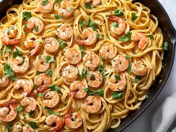 Garlic Shrimp Pasta Bake