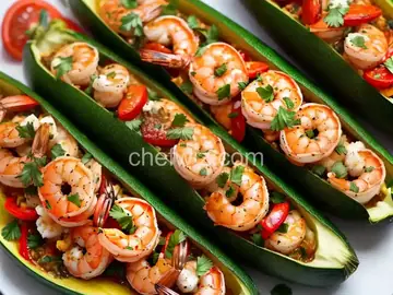 Garlicky Shrimp Zucchini Boats