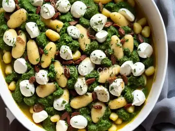 Gnocchi with Chicken, Pesto and Fresh Mozzarella
