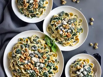 Gorgonzola Pasta with Spinach and Walnuts