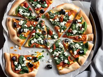 Greek Pizza with Spinach, Feta and Olives