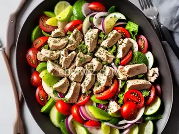 Greek Salad with Oregano Marinated Chicken