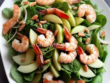 Green Apple, Jicama, and Prawn Salad with Mint, Lemongrass, and Dijon Dressing