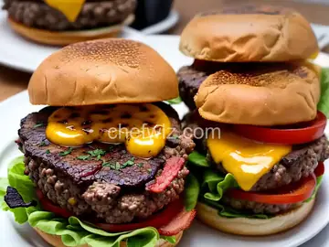Grilled Bison Cheeseburgers with Bacon