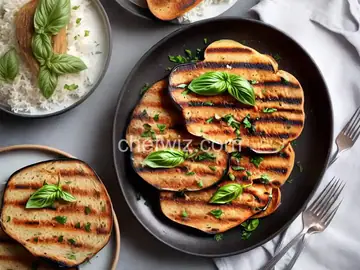 Grilled Bread with Eggplant and Basil