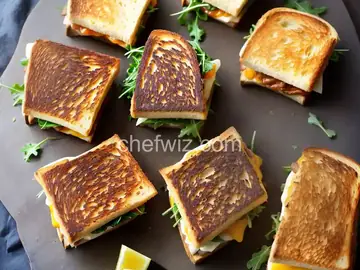 Grilled Cheese and Short Rib Sandwiches with Pickled Caramelized Onions and Arugula