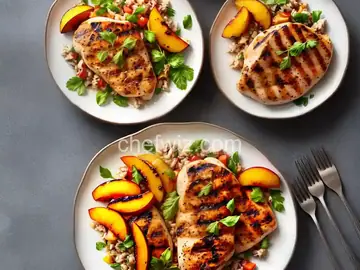 Grilled Chicken Breasts with Spicy Peach Glaze