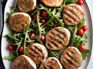 Grilled Chicken Cutlets with Lemon and Black Pepper and Arugula-Tomato Salad