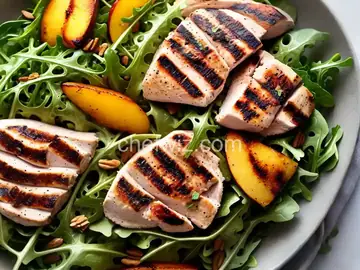 Grilled Chicken, Peach, and Arugula Salad