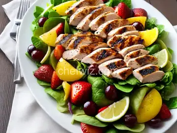 Grilled Chicken Salad with Seasonal Fruit