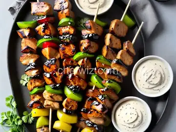 Grilled Chicken Teriyaki Skewers with Miso Ranch