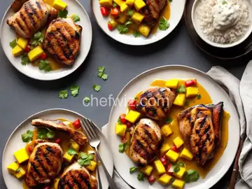 Grilled Chicken Thighs with Mango-Ancho Sauce