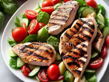 Grilled Chicken with Tomato-Cucumber Salad