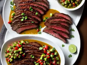 Grilled Chili Flank Steak with Chipotle-Tomatillo Salsa