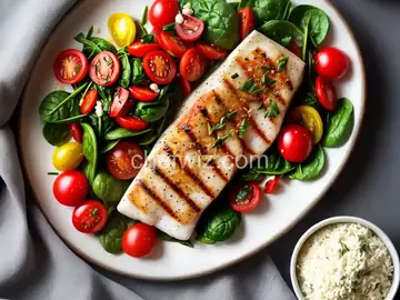 Grilled Cod with Spinach and Tomatoes