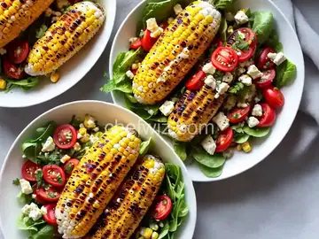 Grilled Corn, Tomato, Feta, and Herb Salad Recipe