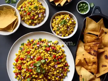Grilled Corn and Bean Salsa with Baked Corn Chips