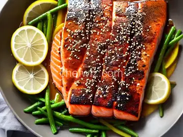 Grilled Crispy-Skinned Salmon With Whole Lemon-Sesame Sauce