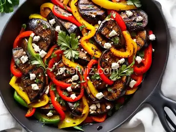 Grilled Eggplant and Peppers with Feta