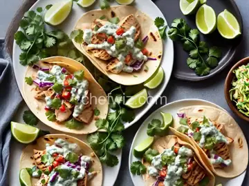Grilled Fish Tacos with Creamy Cilantro Coleslaw