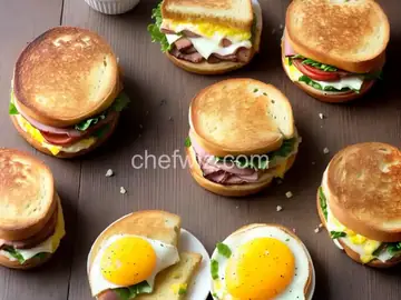 Grilled Ham, Egg and Cheese Breakfast Sandwiches for a Crowd
