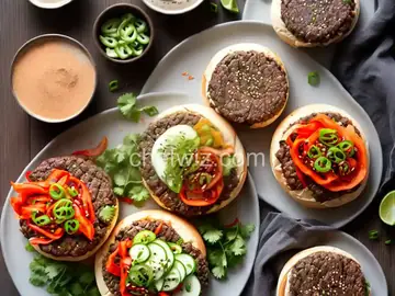Grilled Korean-Style Bulgogi Burgers With Kimchi Mayo and Pickled Daikon Recipe