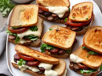 Grilled Merguez Sandwiches With Caramelized Onions, Manchego, and Harissa Mayonnaise Recipe