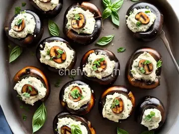 Grilled Mushrooms Stuffed with Basil and Blue Cheese Butter