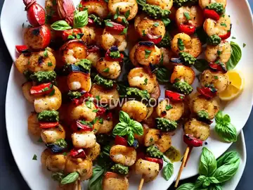 Grilled Pesto Shrimp Skewers